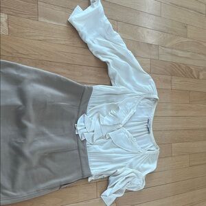 LOFT Chic Cream and Tan Blouse